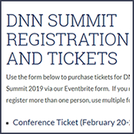 DNN Summit 2019 Registration Is Open